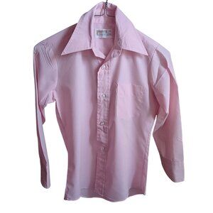 Boys 10 Vintage Pink Button-Up Mod Disco Shirt 1970's Permanent Press